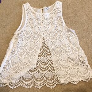White Lace Open Back Top